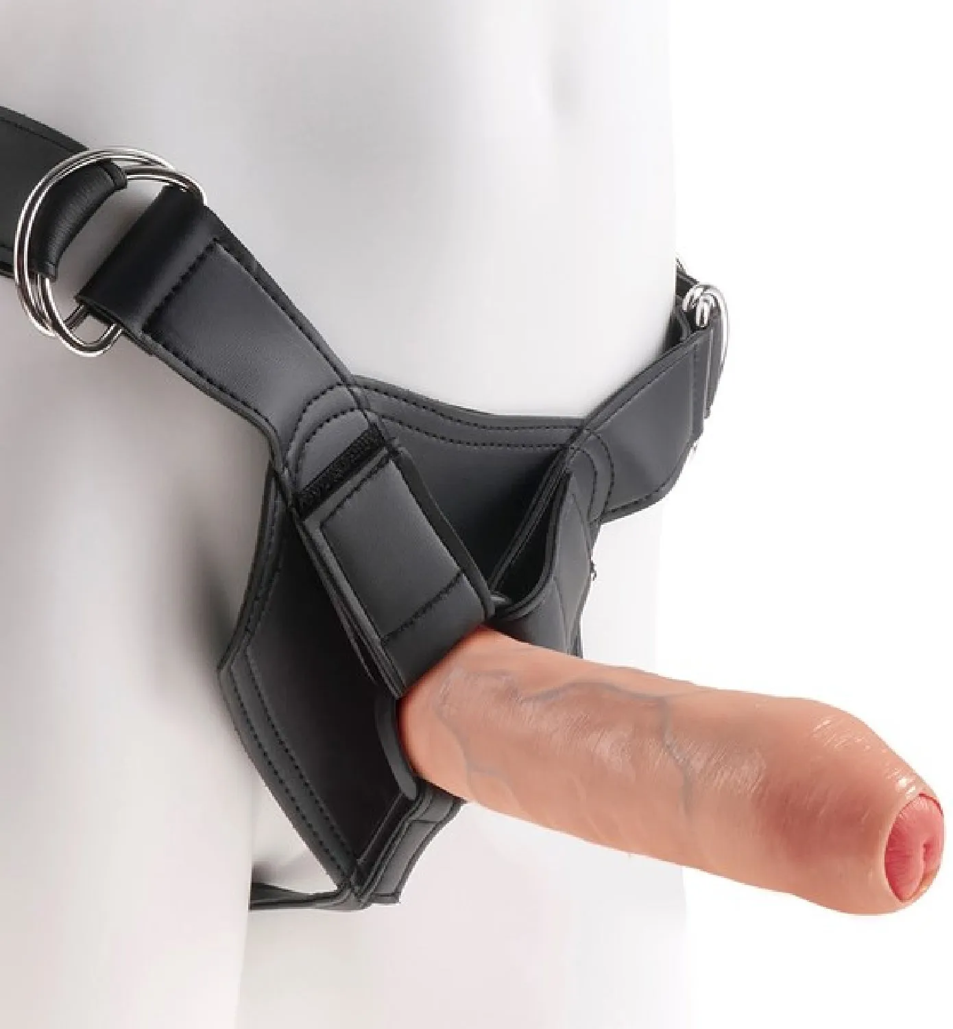 7" Uncut With Strap On Harness (Flesh)