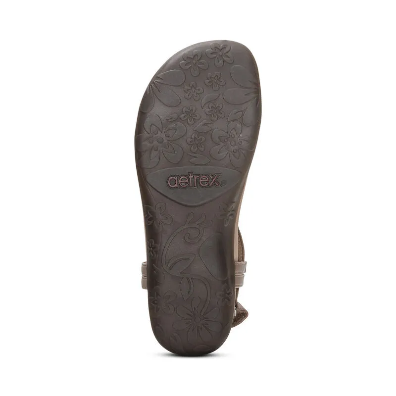 Aetrex Marni Adjustable Taupe Leather Sandal SE472