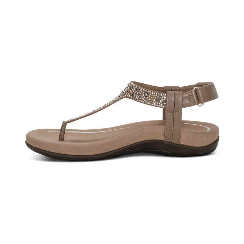 Aetrex Marni Adjustable Taupe Leather Sandal SE472
