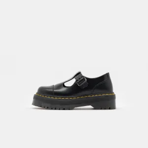 Bethan Polished Smooth Leather Platform Mary Janes in Black