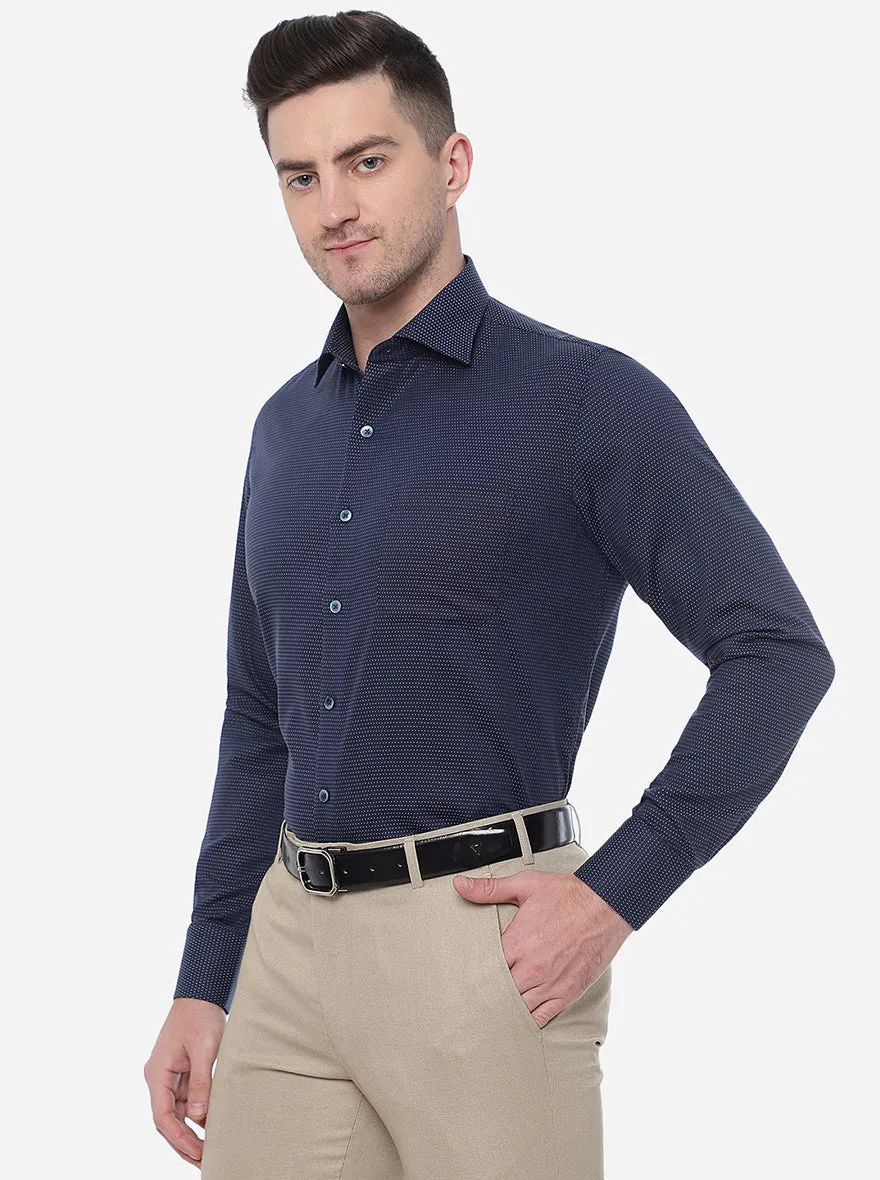 Blue   Printed Slim Fit Formal Shirt | Metal