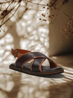 bugatti Dark Brown Premium Leather Sandals