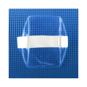 Clear Vinyl Vertical Arm Band Badge Holder with Strap 2-3/4" x 3-7/8"