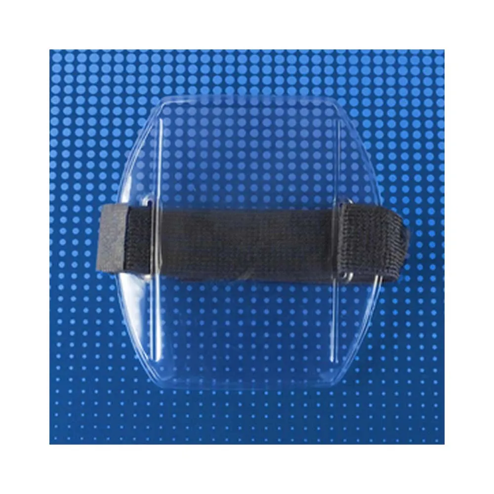 Clear Vinyl Vertical Arm Band Badge Holder with Strap 2-3/4" x 3-7/8"