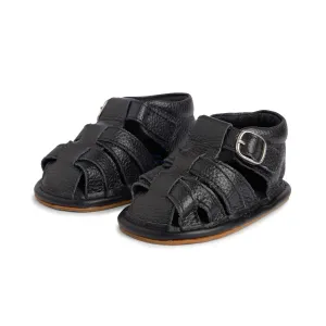 Crisscross Single Strap Baby Sandals - Black