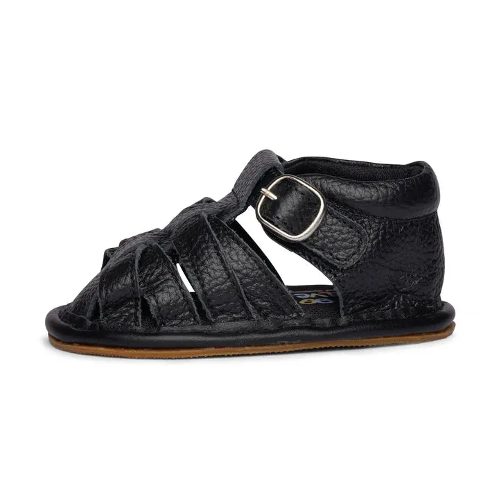 Crisscross Single Strap Baby Sandals - Black