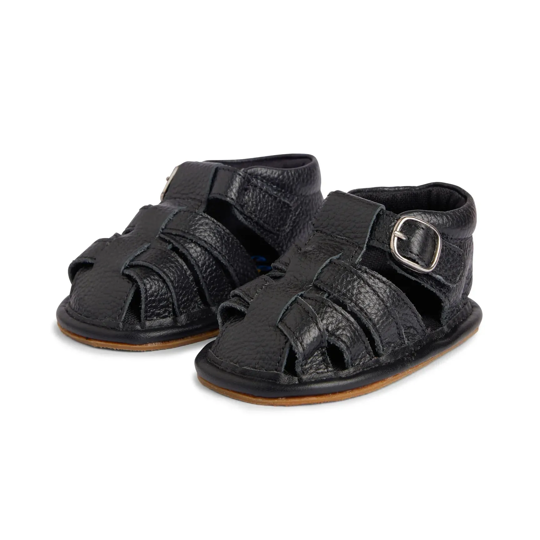 Crisscross Single Strap Baby Sandals - Black