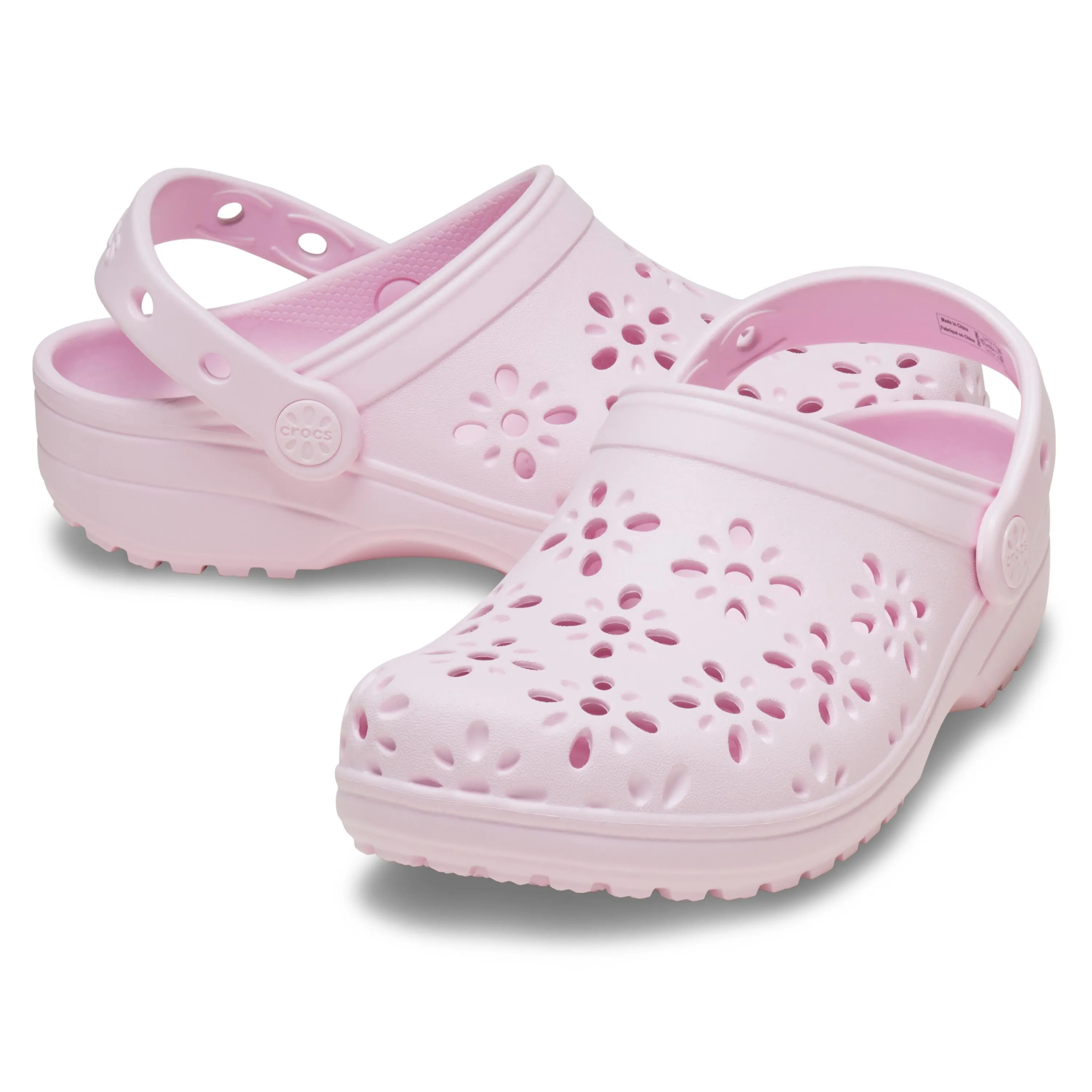Crocs Classic Cut Out Floral Clog Kids (Pink Milk)