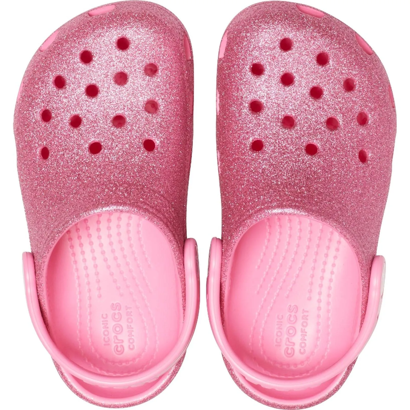 Crocs Kids Classic Glitter Clog Slip On Sandals