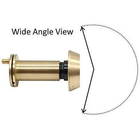 Door Viewer 200 Degree Glass Lens - 14mm Dia. - 35-55mm Doors - Polished Brass