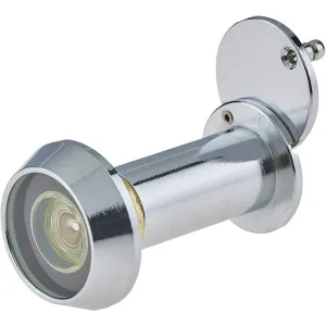 Door Viewer 200 Degree Glass Lens - 14mm Dia. - 35-55mm Doors -  Polished Chrome