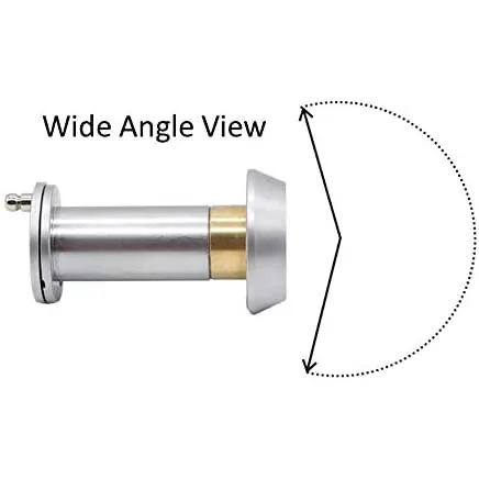 Door Viewer 200 Degree Glass Lens - 14mm Dia. - THICK 50-75mm Doors -  Polished Brass
