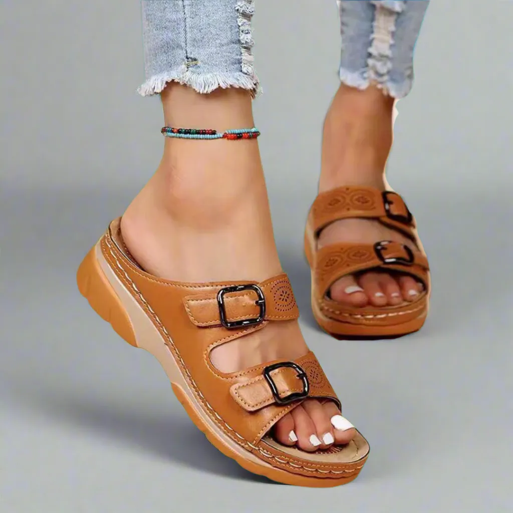 Dorothee | Stylish Double-Strap Wedge Sandals – Comfort Meets Fashion