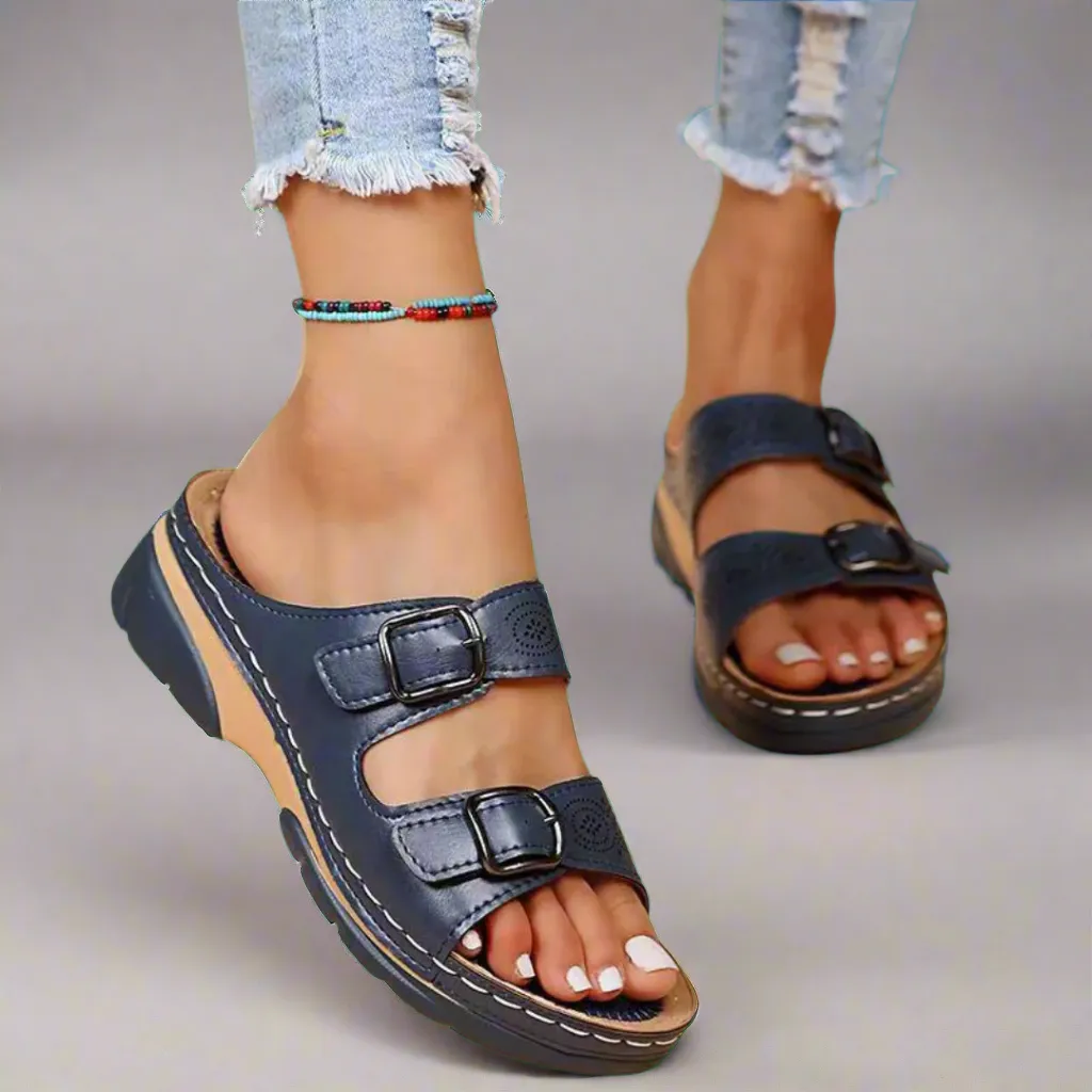 Dorothee | Stylish Double-Strap Wedge Sandals – Comfort Meets Fashion