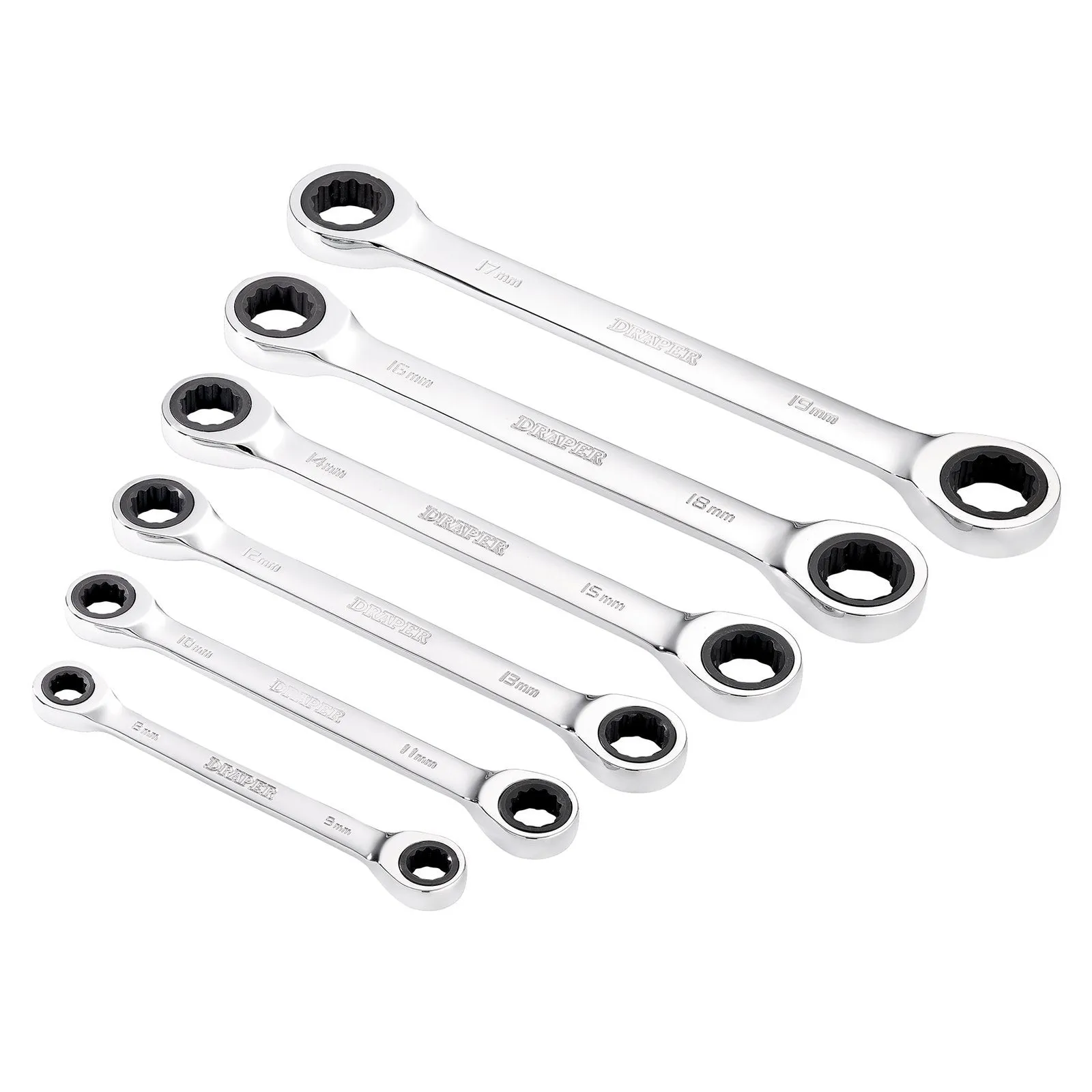 Draper Hi-Torq® Metric Double Ratchet Ring Spanner Set (6 Piece) - 8231BSMM/6