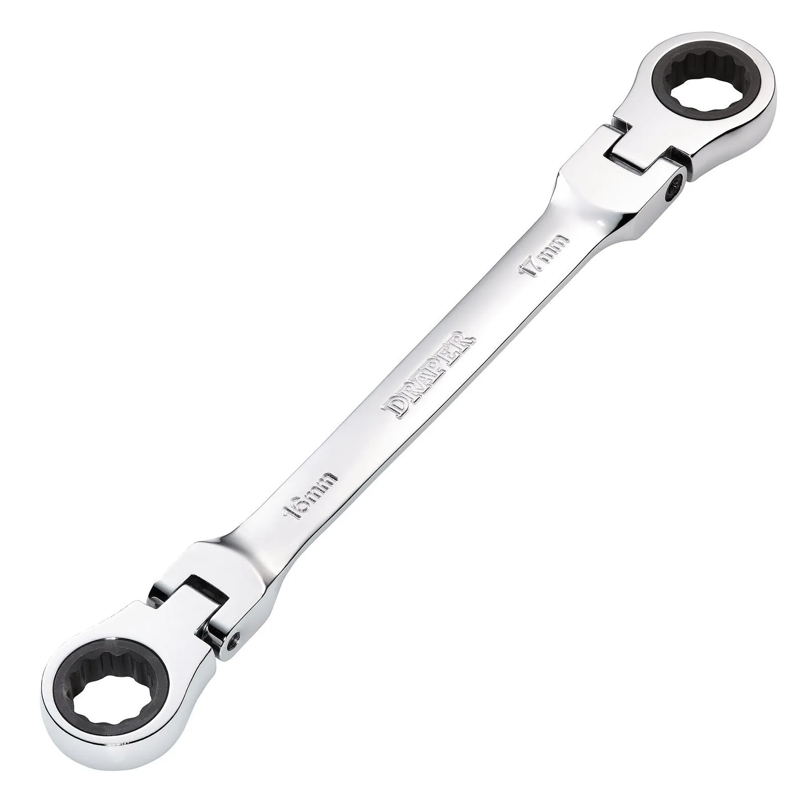 Draper Hi-Torq® Metric Flexible Head Double Ring Ratchet Spanner, 16 X 17mm - 8231FBSMM