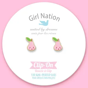 Girl Nation - CLIP ON Cutie Earrings | Pink Pear