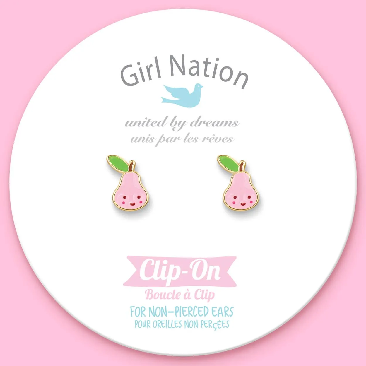 Girl Nation - CLIP ON Cutie Earrings | Pink Pear