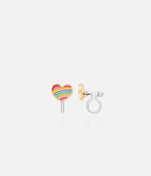 Girls Rainbow Heart Clip-on Earrings - Cutie