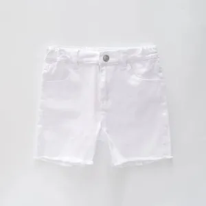 Girl's White Denim Shorts