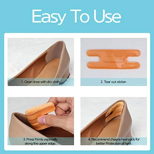 Heel Cushion Pads, Reusable Self Adhesive Inserts and Grips, Foot Protector Liners (Transparent)