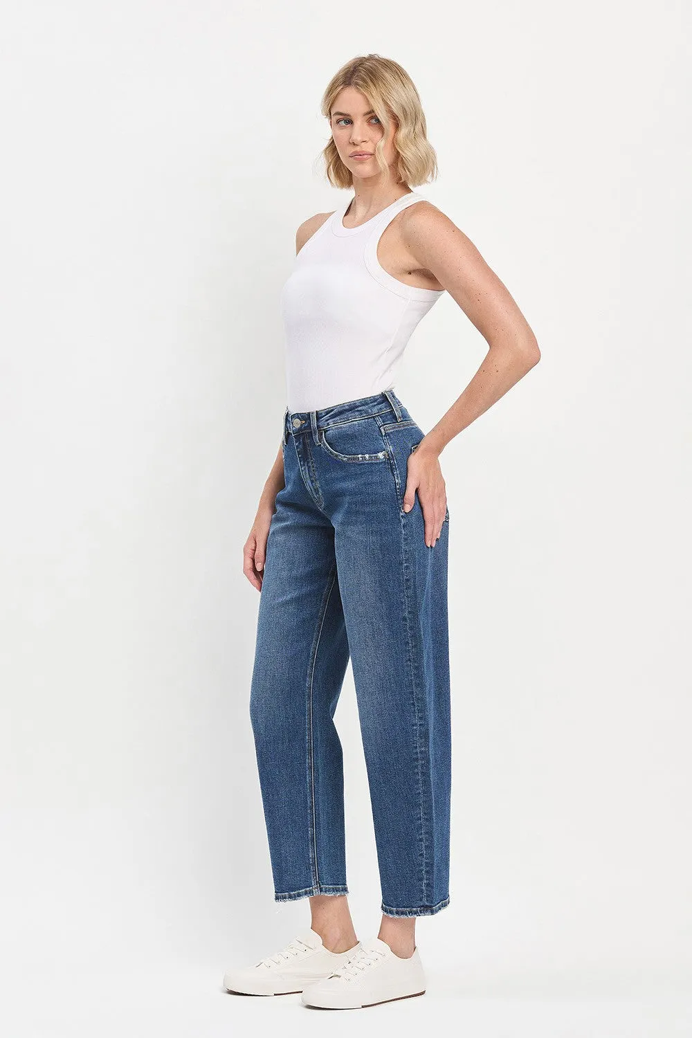 High-Rise Ankle Barrel Jeans