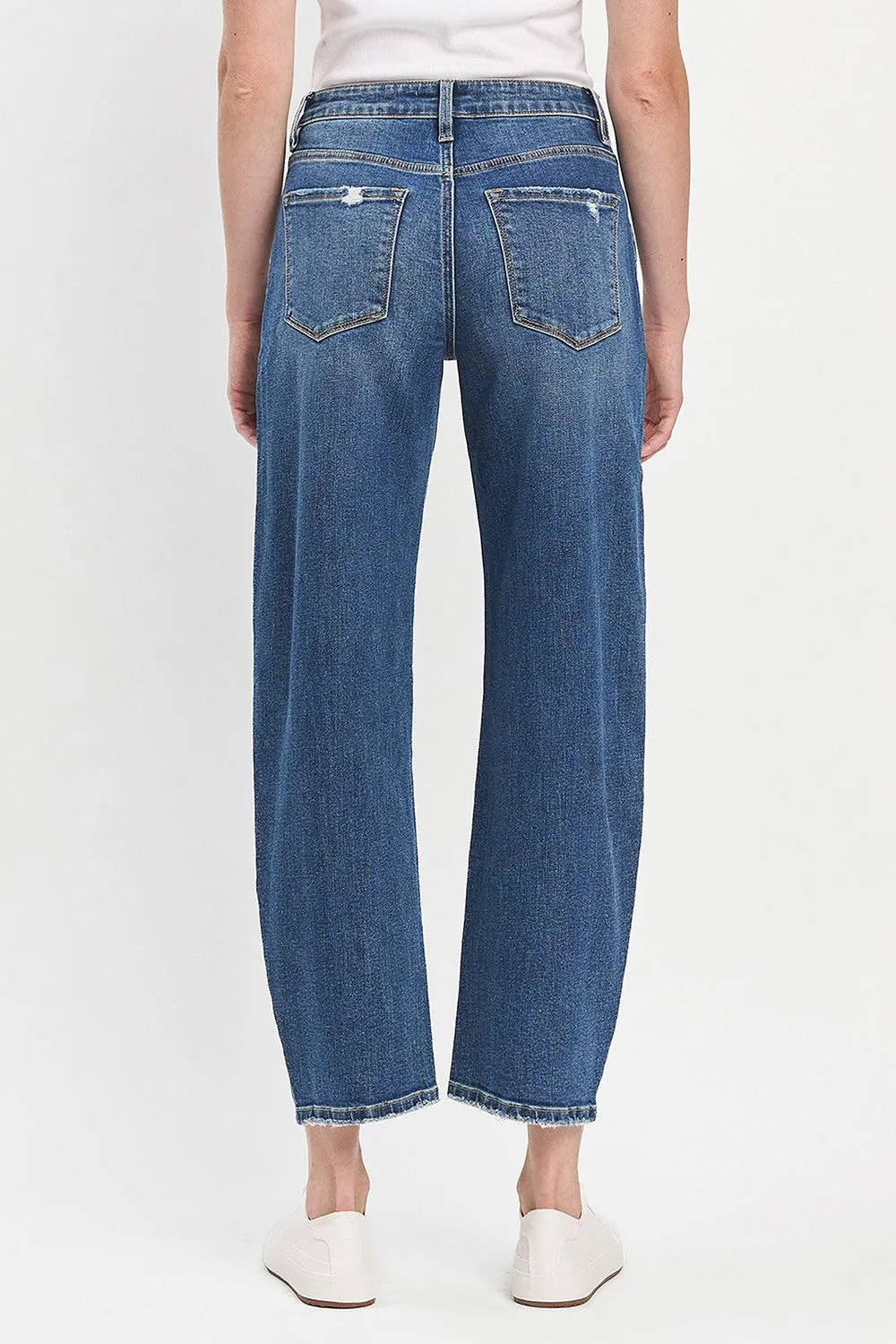 High-Rise Ankle Barrel Jeans