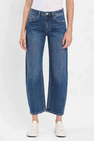High-Rise Ankle Barrel Jeans