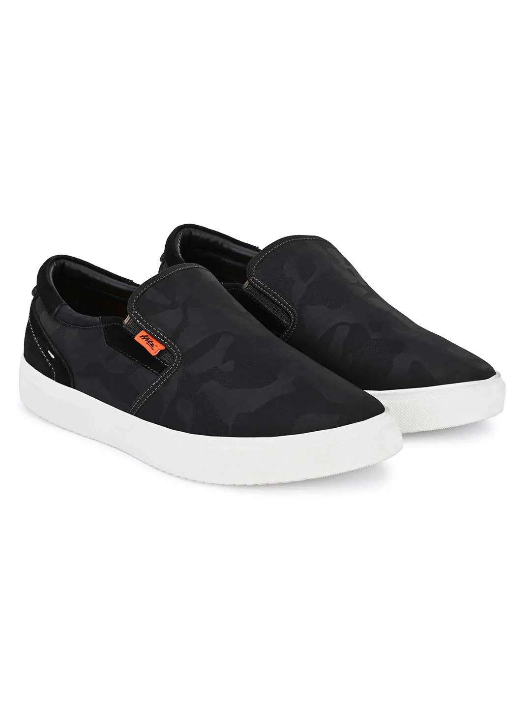 Hitz Men's Black Slip-on Casual Sneaker shoes