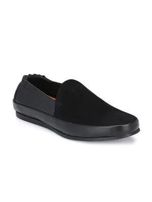 Hitz Men's Black Synthetic Slip-On Casual Shoes