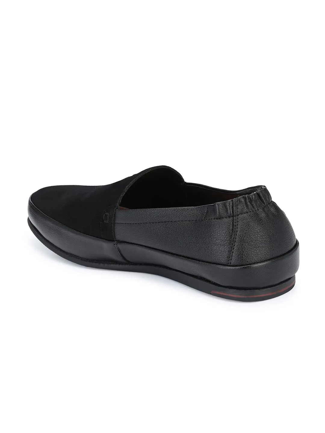 Hitz Men's Black Synthetic Slip-On Casual Shoes