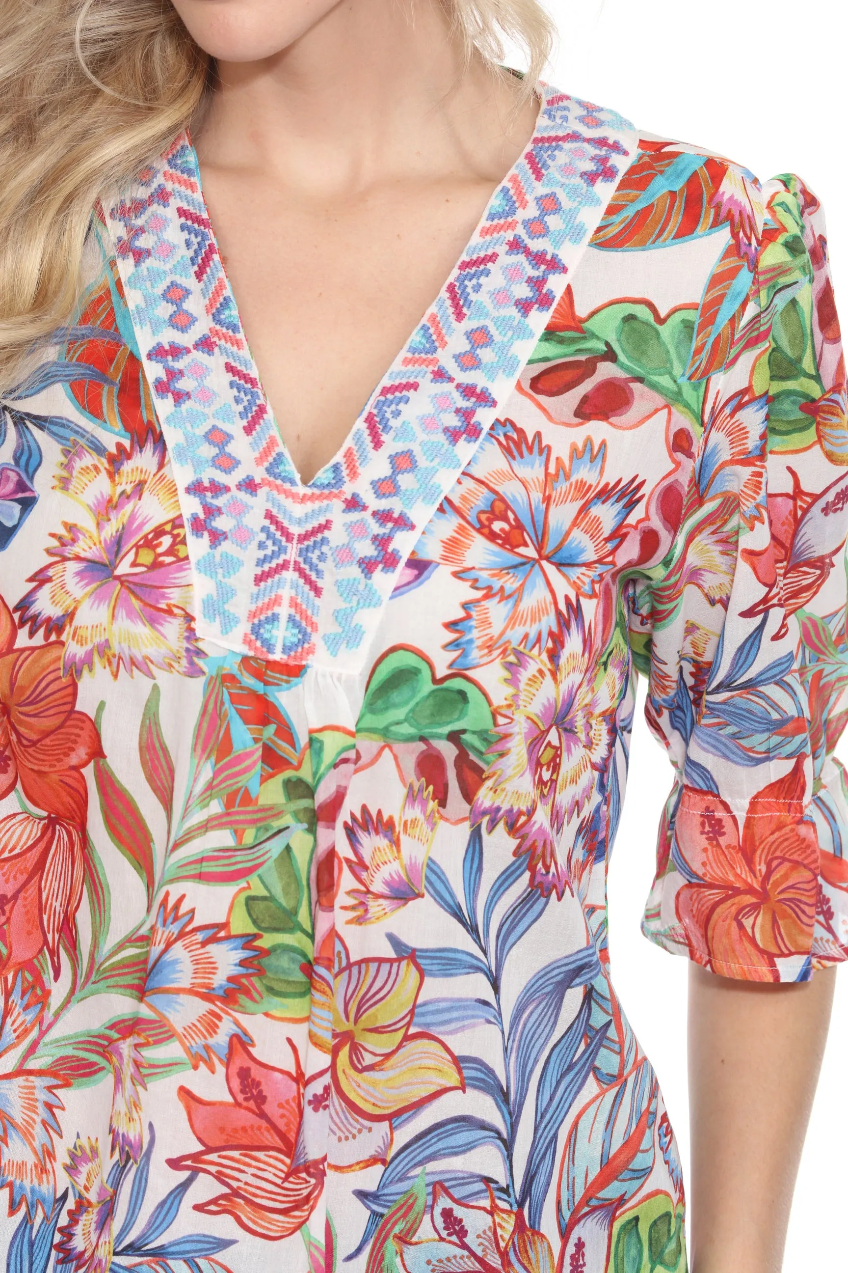 Johnny Was Workshop Easy Field Floral V-Neck Blouse W11324