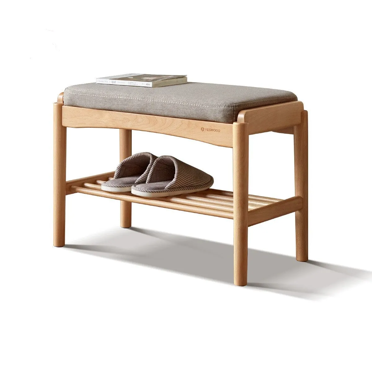 NORDIC WOODEN BENCH WITH STORAGE