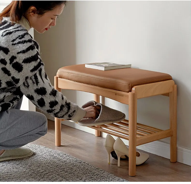 NORDIC WOODEN BENCH WITH STORAGE