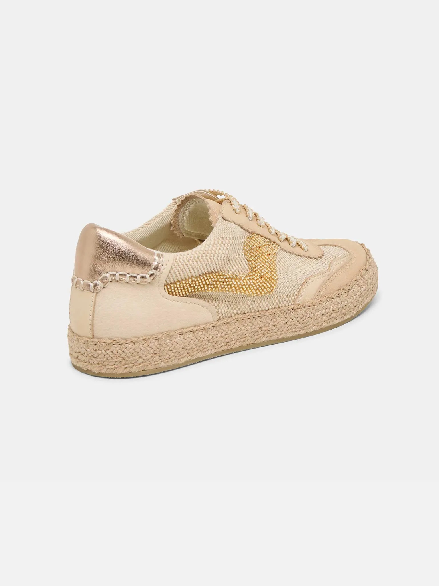 Notice Espadrille Bead Sneakers in Gold Multi Burlap