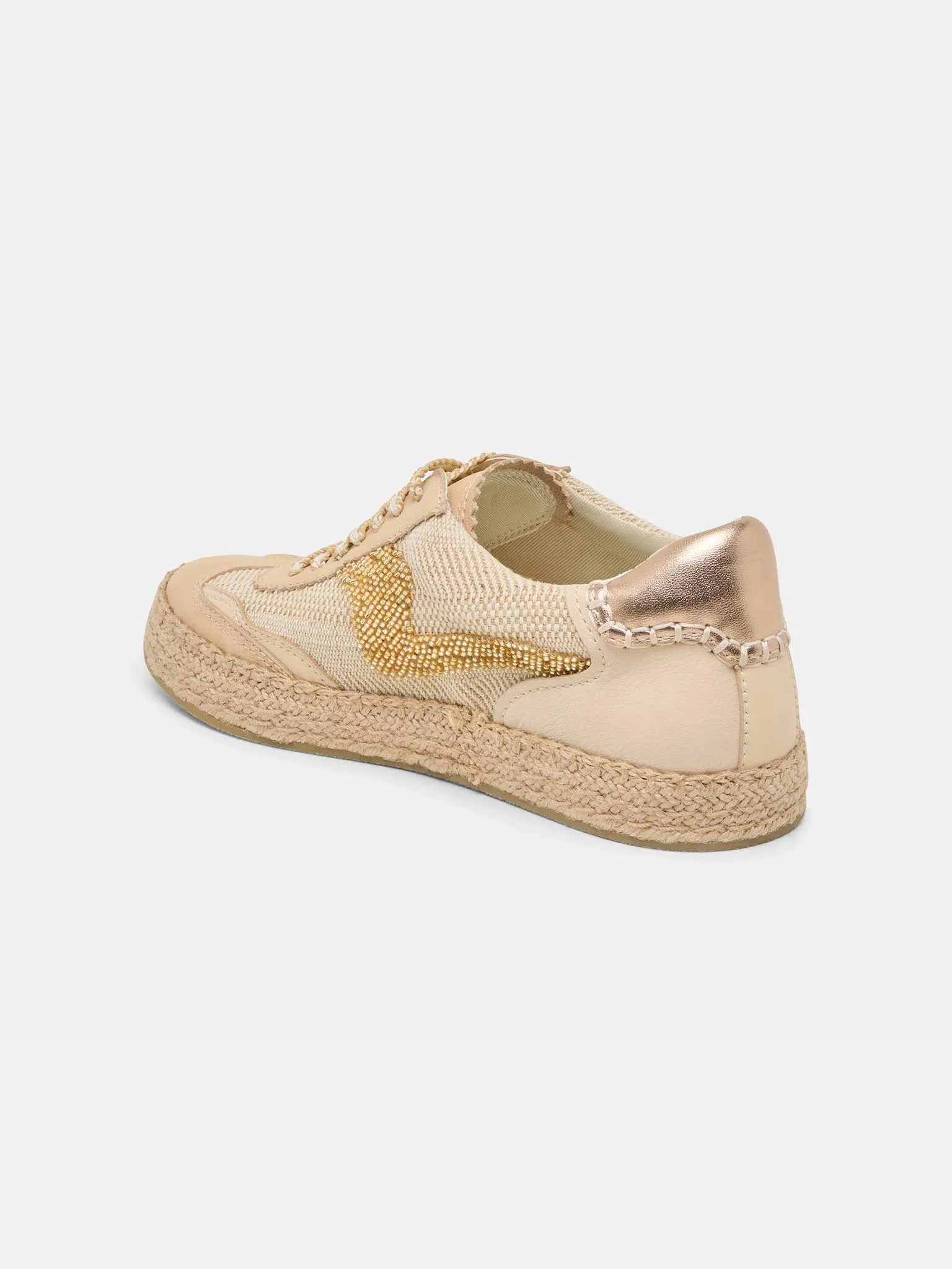 Notice Espadrille Bead Sneakers in Gold Multi Burlap