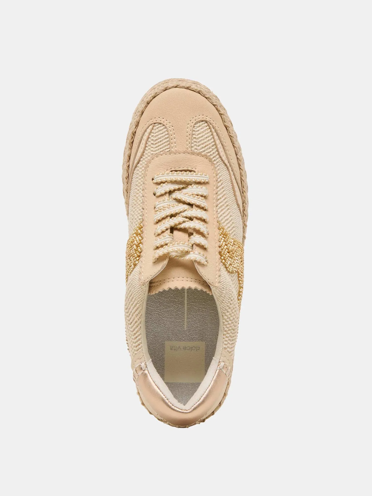 Notice Espadrille Bead Sneakers in Gold Multi Burlap