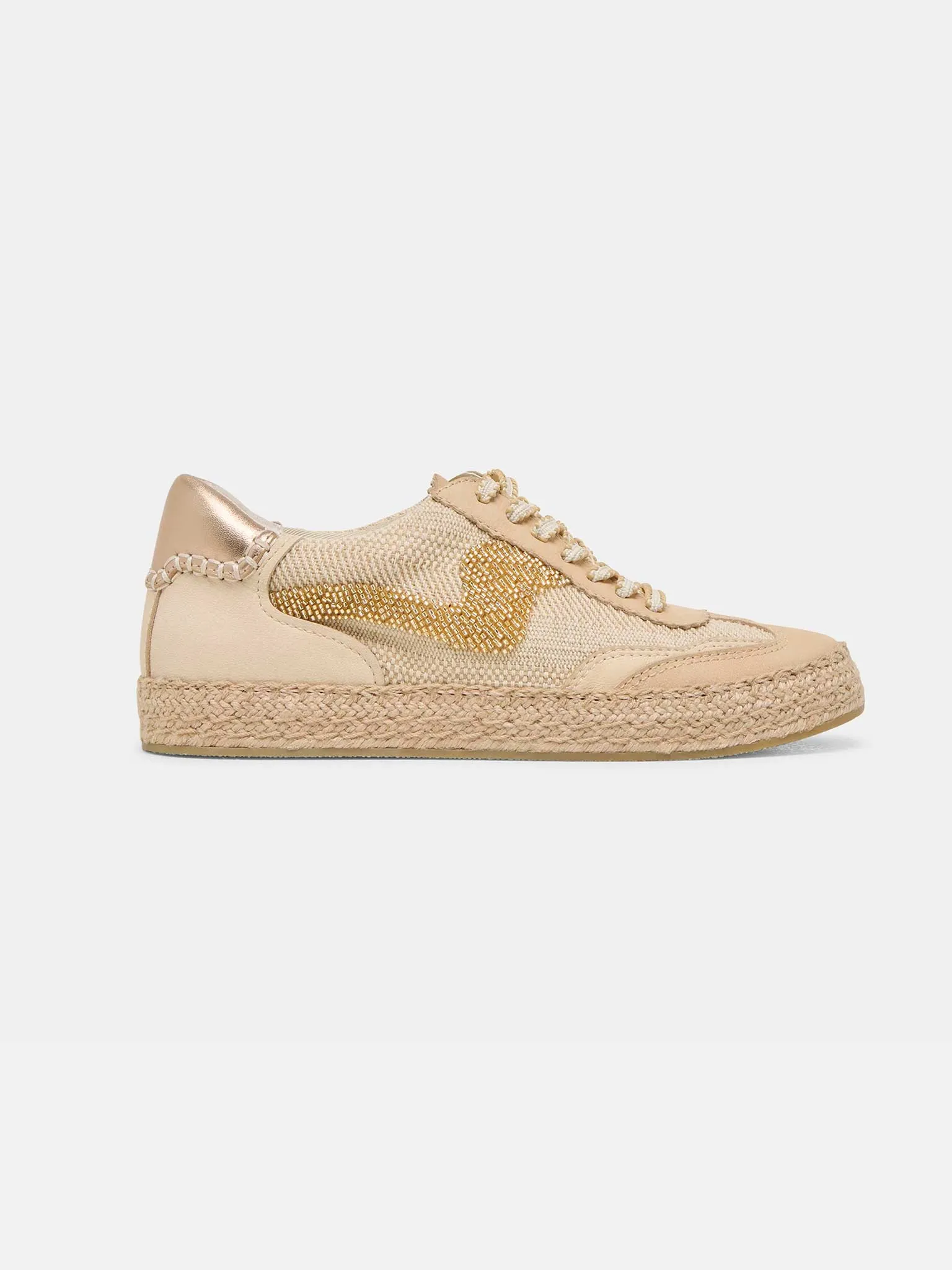 Notice Espadrille Bead Sneakers in Gold Multi Burlap