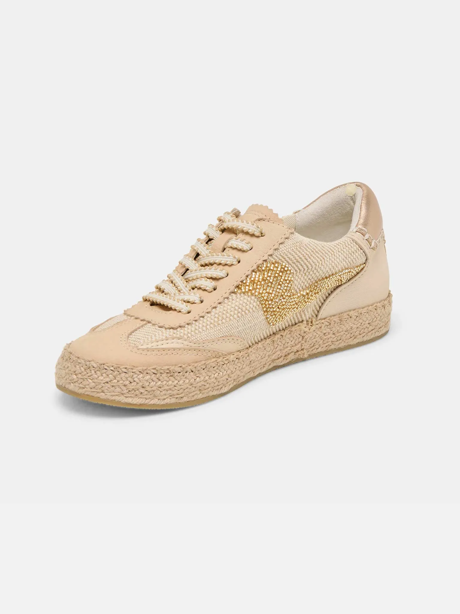 Notice Espadrille Bead Sneakers in Gold Multi Burlap