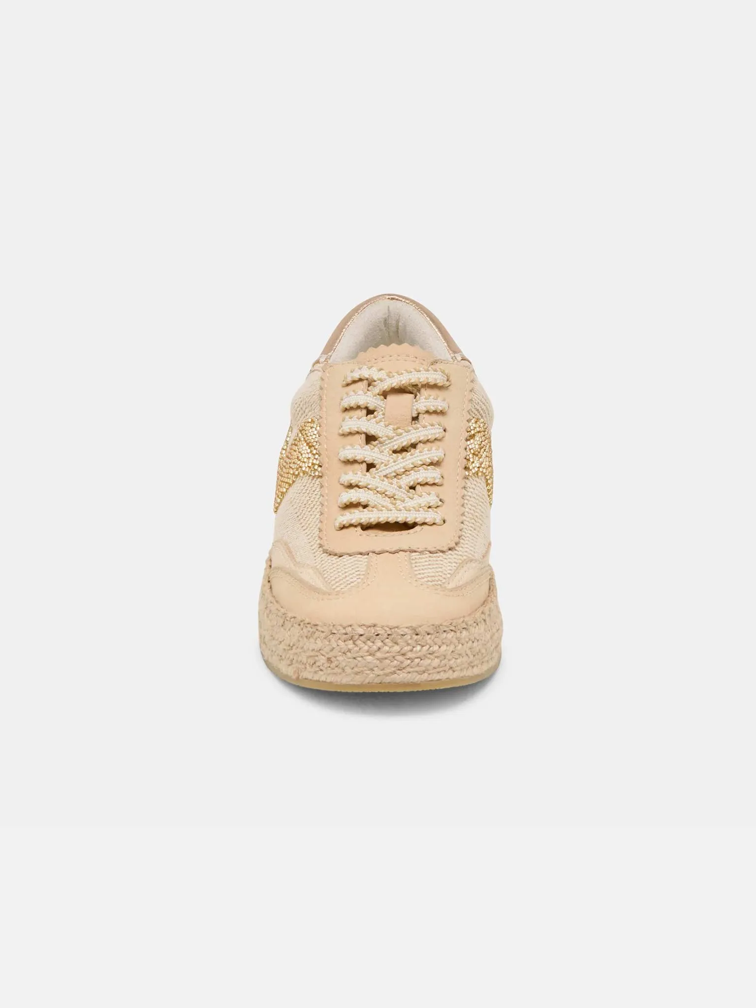 Notice Espadrille Bead Sneakers in Gold Multi Burlap