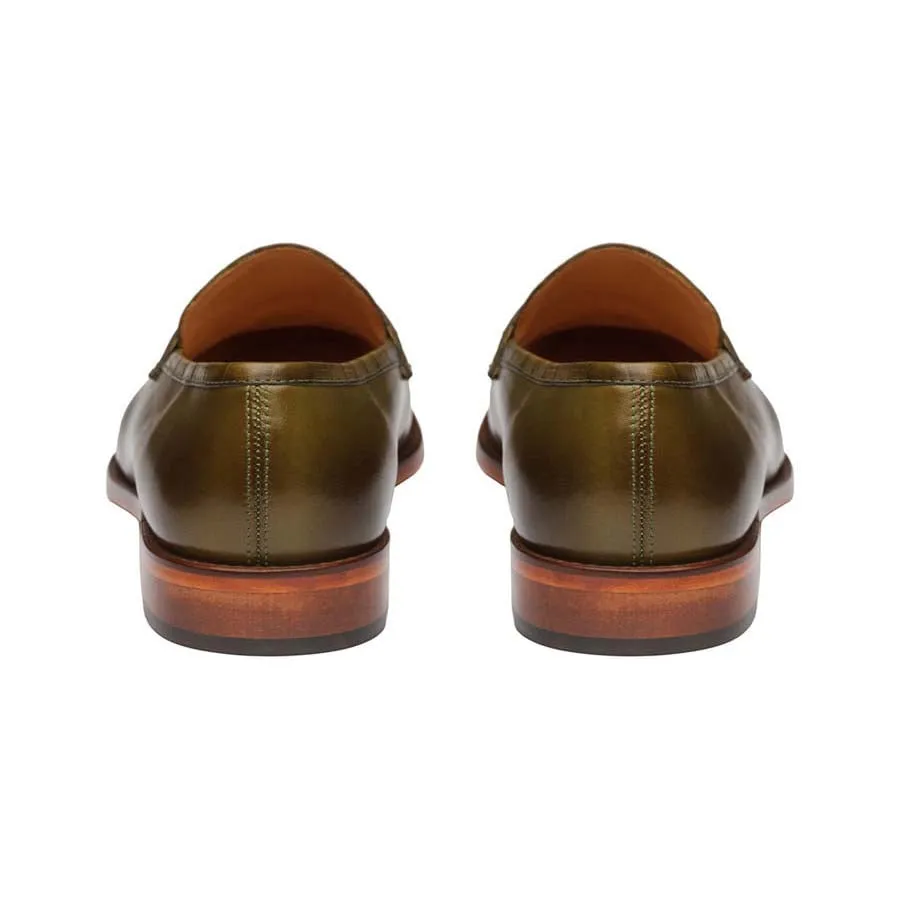 Olive Croco Penny Loafers