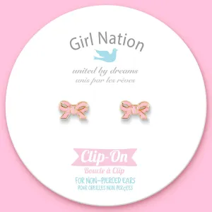Pretty Pink Bow | Clip On Earrings
