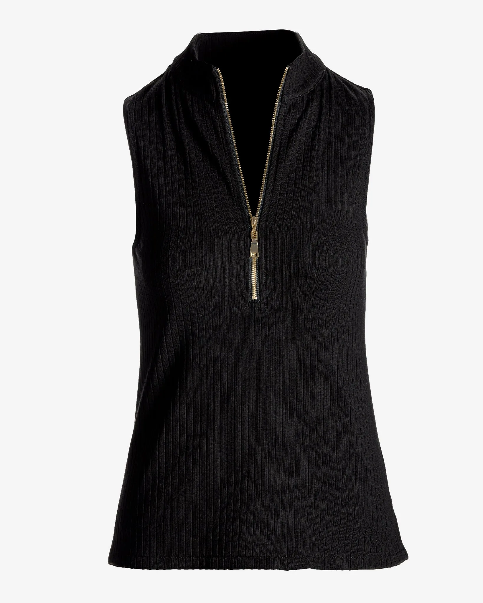 Ribbed Half Zip Up Tank Proper Black