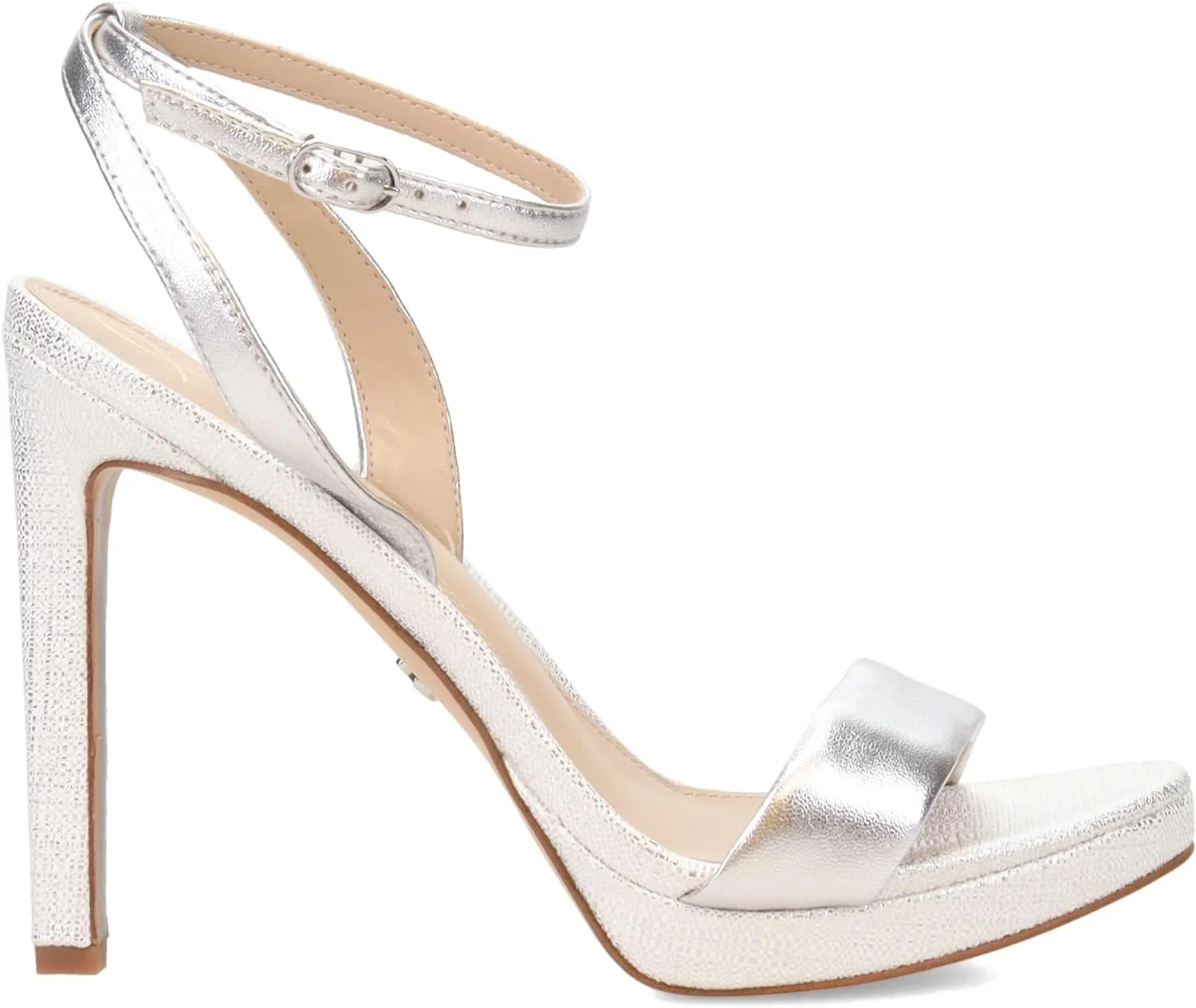 Sam Edelman Jade Soft Silver Stiletto Heel Open Toe Ankle Strap Heeled Sandals