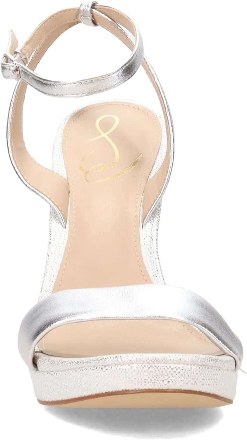 Sam Edelman Jade Soft Silver Stiletto Heel Open Toe Ankle Strap Heeled Sandals