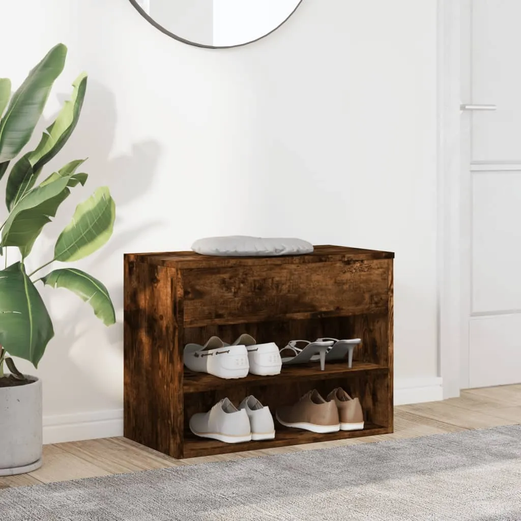 Shoe Bench Smoked Oak 60x30x45 cm Engineered Wood