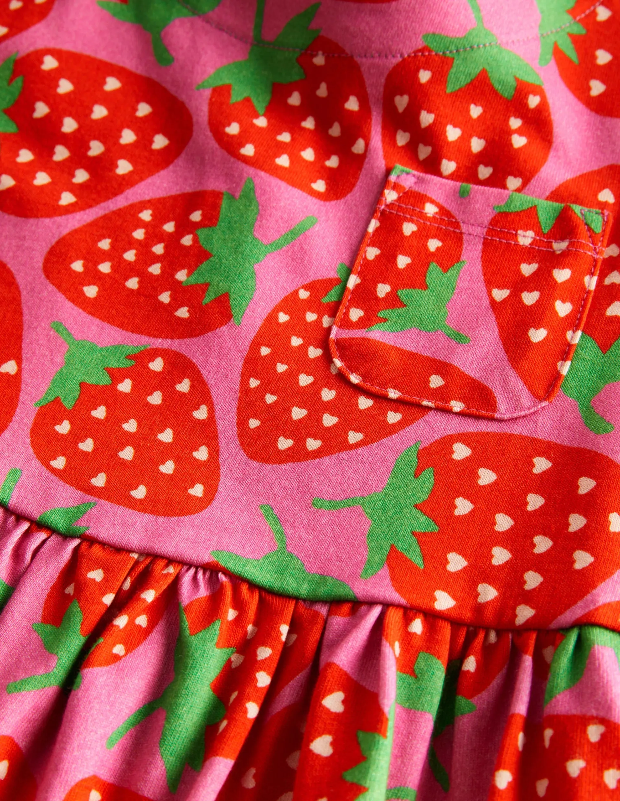 Short Sleeve Fun Jersey Dress-Tickled Pink Strawberries