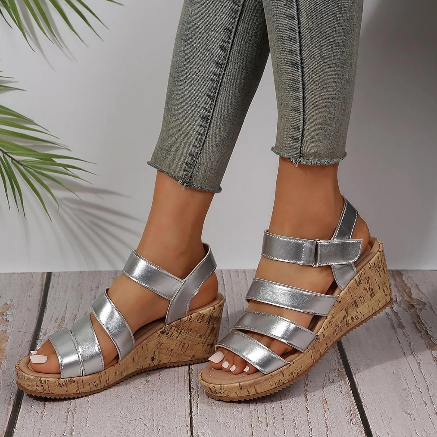 Summer Sandals for Women 2025 Comfortable Open Toe Ankle Strap Shoes Womens Wedge Sandals Casual Outdoor Walking Sandal Hollow Out Travel Beach Dressy Sandal Slingback Casual Flat Shoes 2025