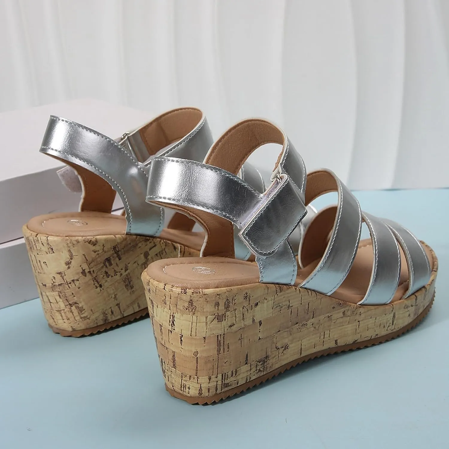 Summer Sandals for Women 2025 Comfortable Open Toe Ankle Strap Shoes Womens Wedge Sandals Casual Outdoor Walking Sandal Hollow Out Travel Beach Dressy Sandal Slingback Casual Flat Shoes 2025