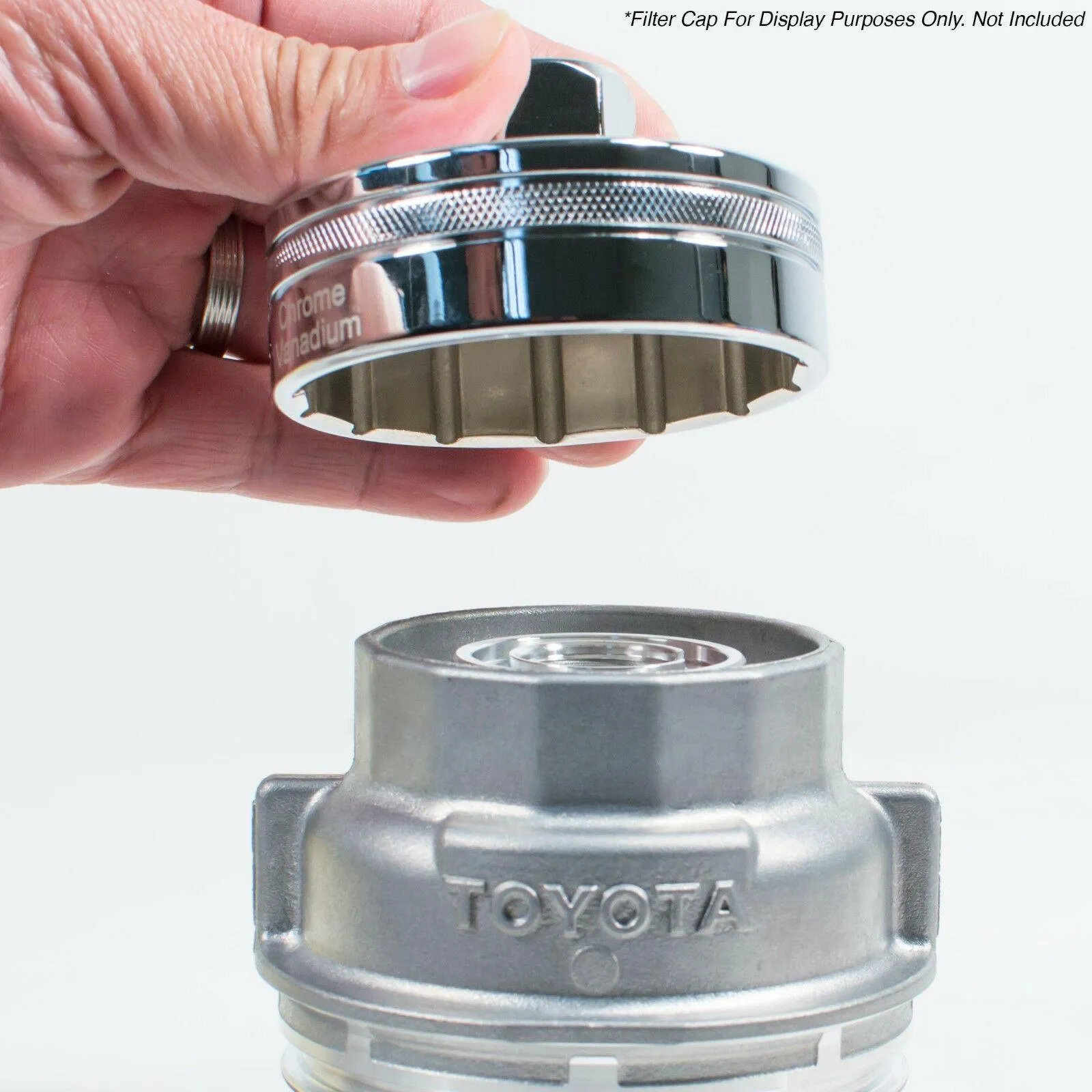 Tool Guy Republic Forged Chrome Vanadium Oil Filter Wrench Socket for Toyota Lexus Scion Oil Filter Housings - 64mm 14 Flats